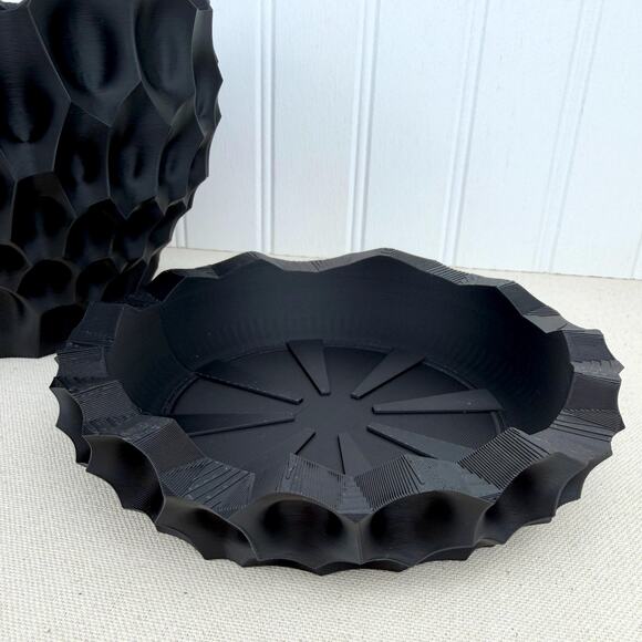 Bane Planter, Indoor Flower Pot, Tabletop Planter, Sculpted Geometric Pattern - Picture 9 of 11